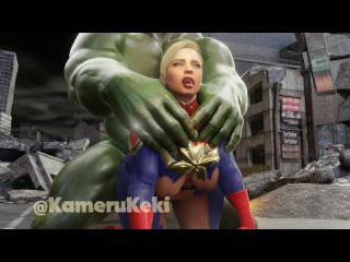 hulk gives captain marvel backshots [kamerukeki]